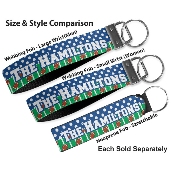 Football Multiple Key Ring comparison sizes