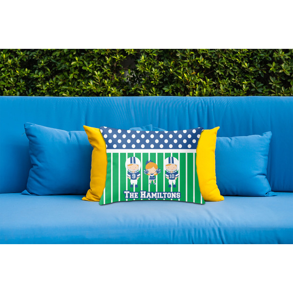 Football Outdoor Throw Pillow  - LIFESTYLE (Rectangular - 20x14)