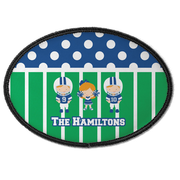 Custom Football Iron On Oval Patch w/ Multiple Names