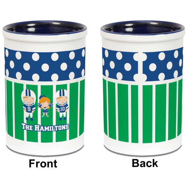 Football Pencil Holder - Blue - approval