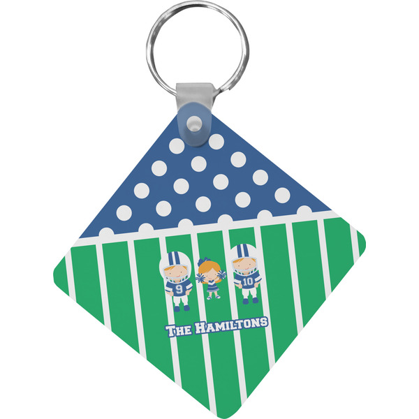 Custom Football Diamond Plastic Keychain w/ Multiple Names