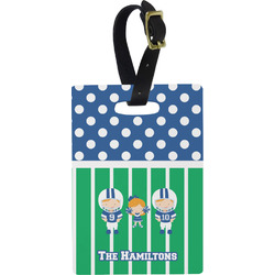Football Plastic Luggage Tag - Rectangular w/ Multiple Names