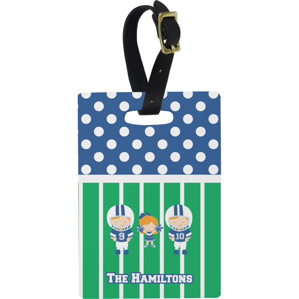 Custom Football Plastic Luggage Tag - Rectangular w/ Multiple Names