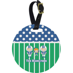 Football Plastic Luggage Tag - Round (Personalized)