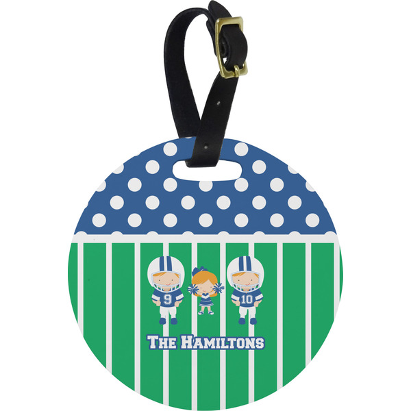Custom Football Plastic Luggage Tag - Round (Personalized)