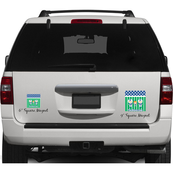 Football Personalized Square Car Magnets on Ford Explorer
