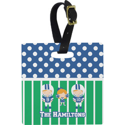 Football Plastic Luggage Tag - Square w/ Multiple Names