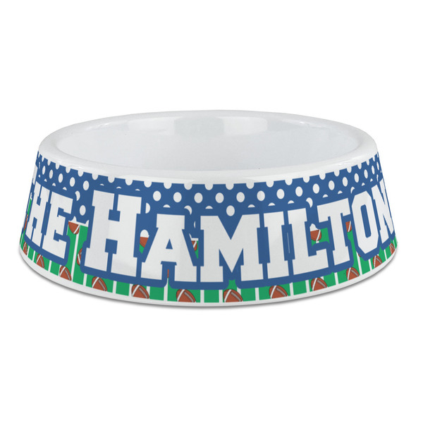 Custom Football Plastic Dog Bowl - Large (Personalized)