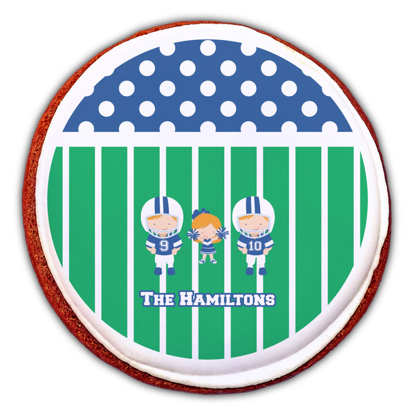 Football Printed Icing Circle - Large - On Cookie