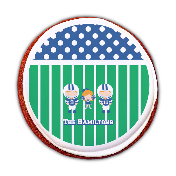 Football Printed Icing Circle - Medium - On Cookie