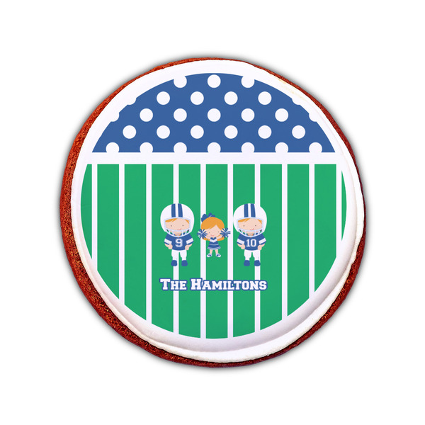 Football Printed Icing Circle - Small - On Cookie