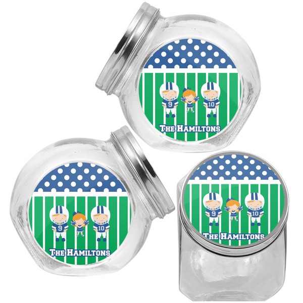 Football Puppy Treat Jar - Top Left Right