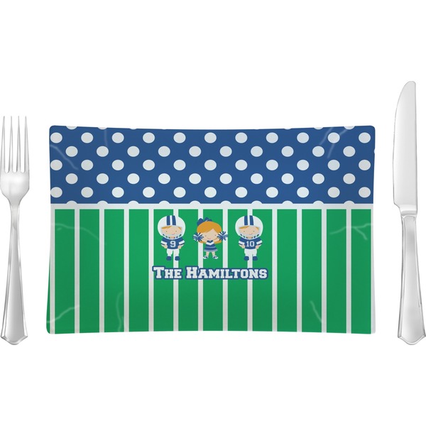 Custom Football Rectangular Glass Lunch / Dinner Plate - Single or Set (Personalized)