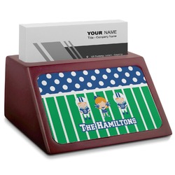 Football Red Mahogany Business Card Holder (Personalized)