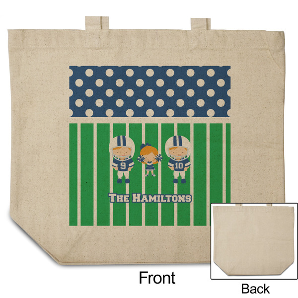 Football Reusable Cotton Grocery Bag - Front & Back View