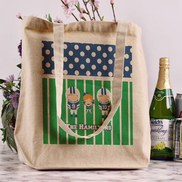 Football Reusable Cotton Grocery Bag - In Context