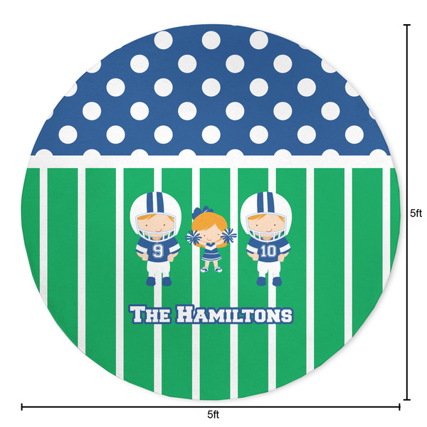 Football Round Area Rug - Size