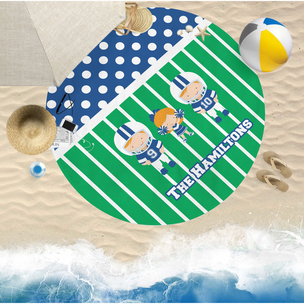 Football Round Beach Towel Lifestyle