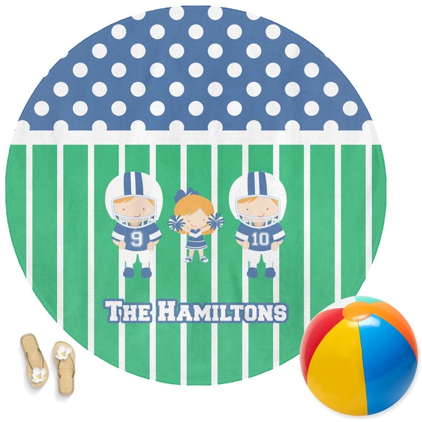 Custom Football Round Beach Towel (Personalized)