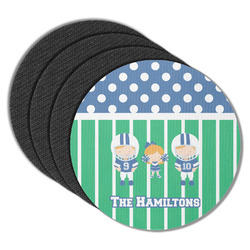 Football Round Rubber Backed Coasters - Set of 4 (Personalized)
