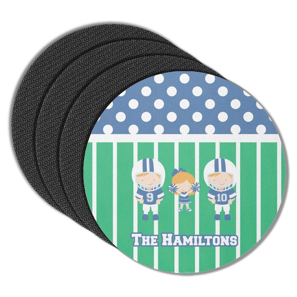 Custom Football Round Rubber Backed Coasters - Set of 4 (Personalized)