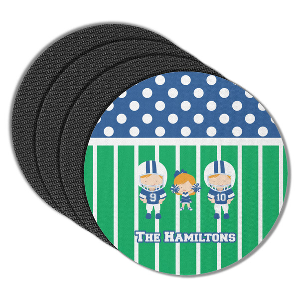 Custom Football Round Rubber Backed Coasters - Set of 4 (Personalized)