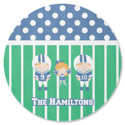 Football Round Rubber Backed Coaster (Personalized)