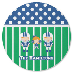 Football Round Rubber Backed Coaster (Personalized)