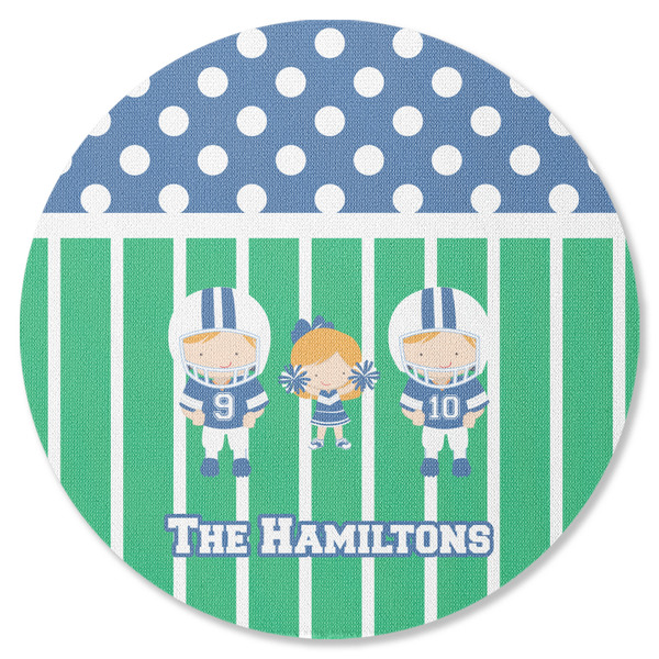 Custom Football Round Rubber Backed Coaster (Personalized)