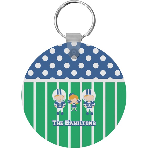 Custom Football Round Plastic Keychain (Personalized)
