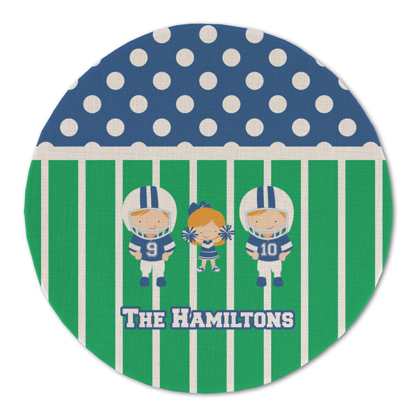 Football Round Linen Placemats - FRONT (Double Sided)