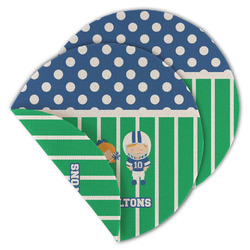 Football Round Linen Placemat - Double Sided - Set of 4 (Personalized)