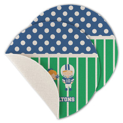 Football Round Linen Placemat - Single Sided - Set of 4 (Personalized)