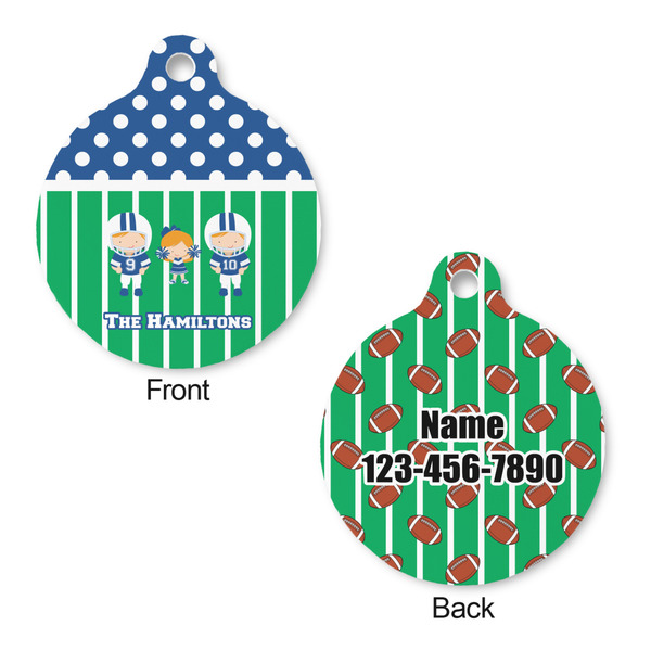 Football Round Pet Tag - Front & Back