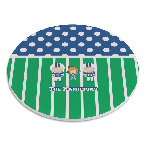Football Round Stone Trivet - Angle View