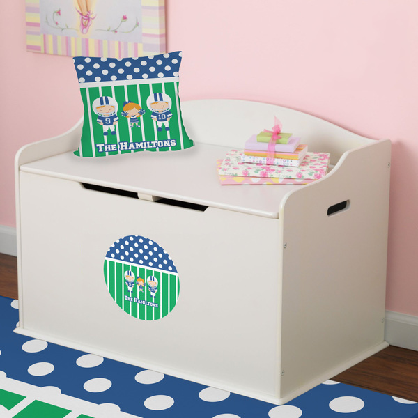 Football Round Wall Decal on Toy Chest