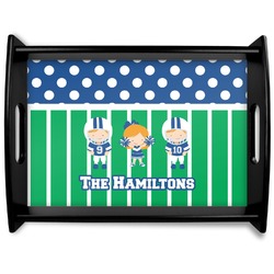 Football Black Wooden Tray - Large (Personalized)