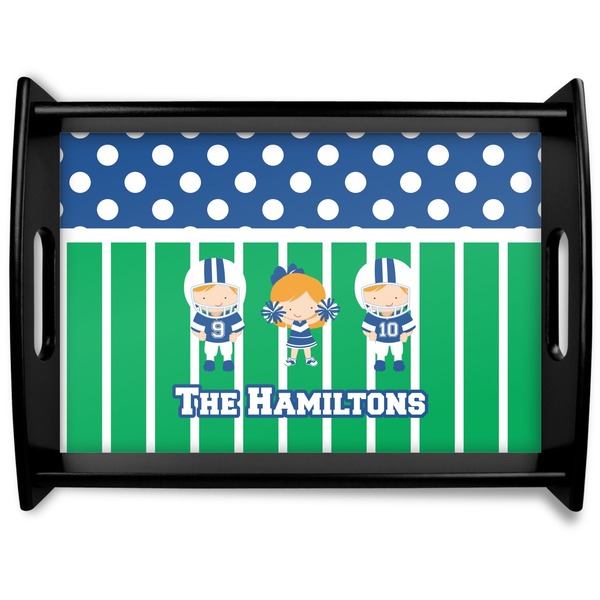 Custom Football Black Wooden Tray - Large (Personalized)