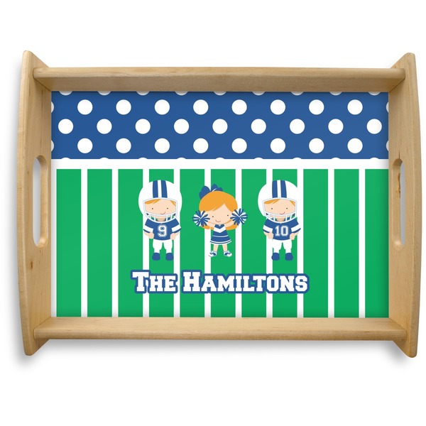 Custom Football Natural Wooden Tray - Large (Personalized)