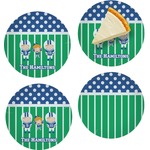 Football Set of 4 Glass Appetizer / Dessert Plate 8" (Personalized)