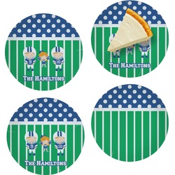 Football Set of 4 Glass Appetizer / Dessert Plate 8" (Personalized)