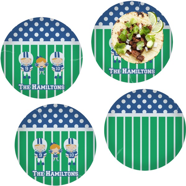 Custom Football Set of 4 Glass Lunch / Dinner Plate 10" (Personalized)