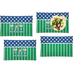Football Set of 4 Glass Rectangular Lunch / Dinner Plate (Personalized)