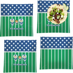 Football Set of 4 Glass Square Lunch / Dinner Plate 9.5" (Personalized)