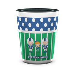Football Ceramic Shot Glass - 1.5 oz - Two Tone - Set of 4 (Personalized)