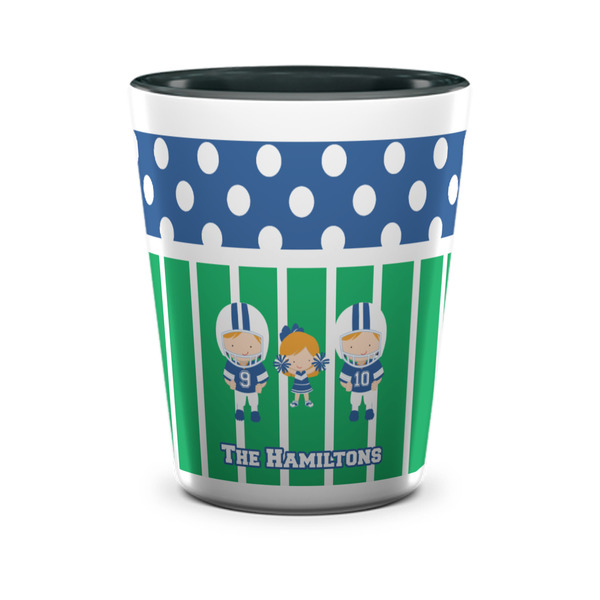 Custom Football Ceramic Shot Glass - 1.5 oz - Two Tone - Set of 4 (Personalized)