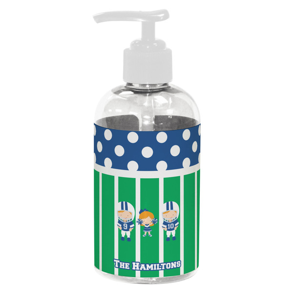Custom Football Plastic Soap / Lotion Dispenser (8 oz - Small - White) (Personalized)