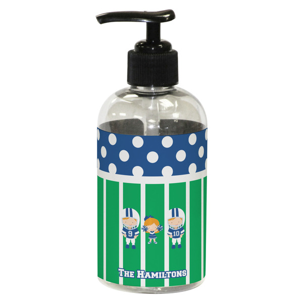 Custom Football Plastic Soap / Lotion Dispenser (8 oz - Small - Black) (Personalized)