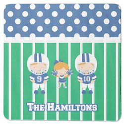 Football Square Rubber Backed Coaster (Personalized)