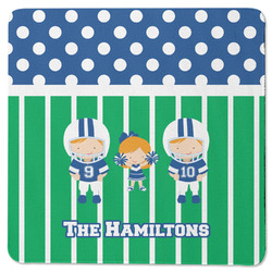 Football Square Rubber Backed Coaster (Personalized)